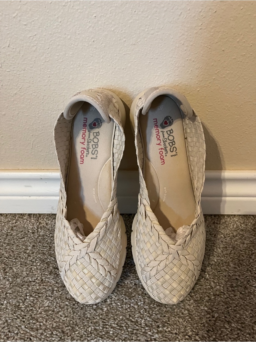 BOBS Pureflex 3-Wonderlove Cream Woven Slip-On Flats Size 8